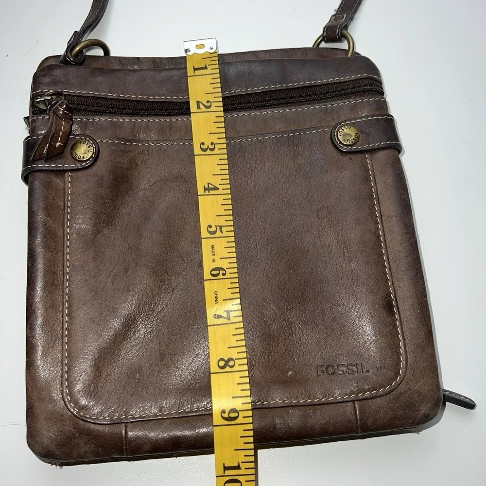 Vintage FOSSIL Brown Full Grain Soft Leather Crossbody Shoulder Bag